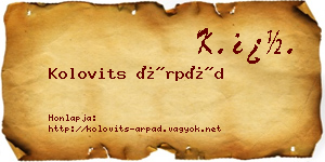 Kolovits Árpád névjegykártya